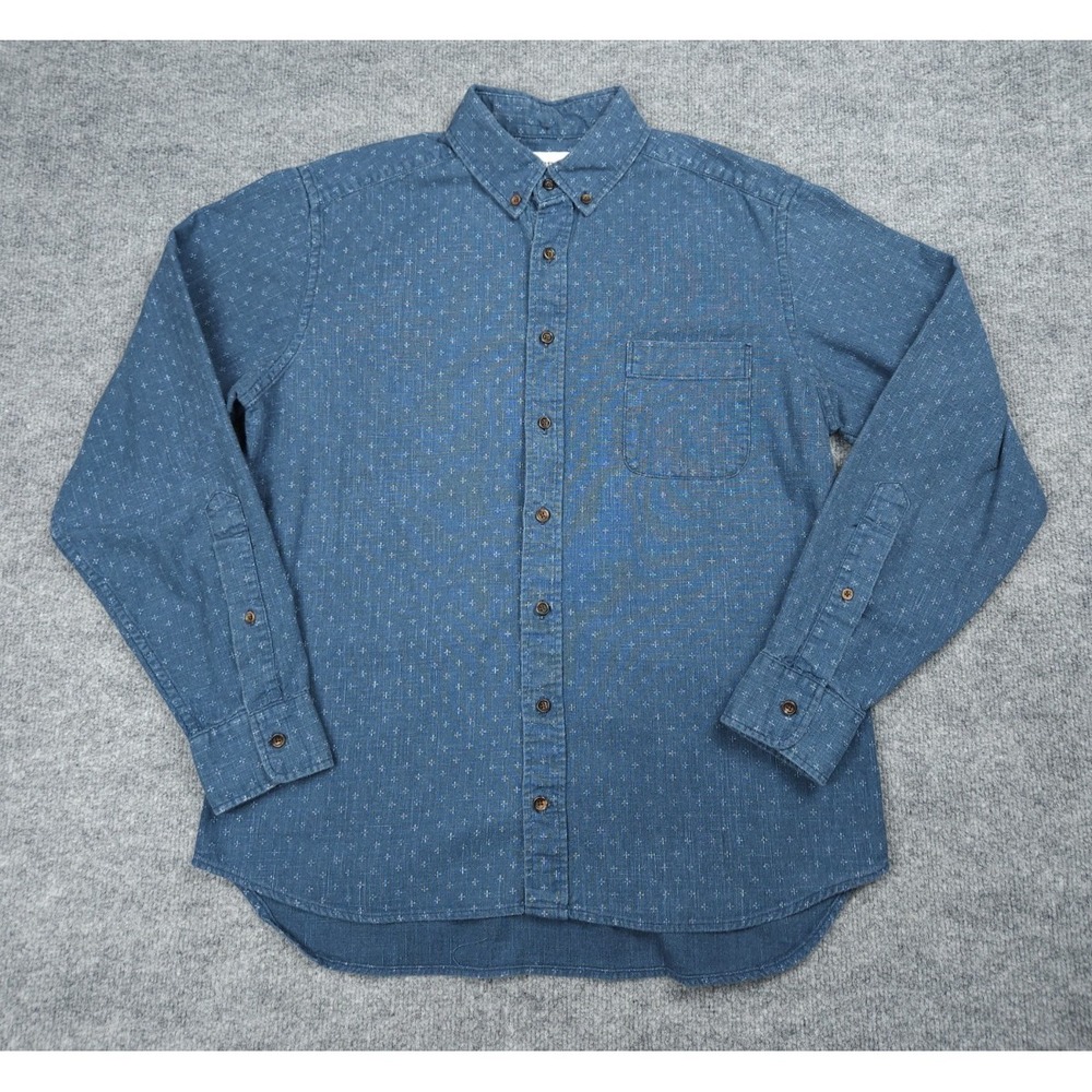 Taylor Stitch The Jack Flannel Button Up Shirt Men's 42 (L) Blue AOP Geometric
